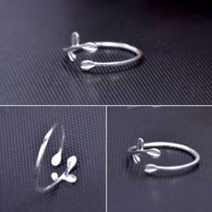 925 Sterling Silver LEAVES Adjustable Ring Minimalist